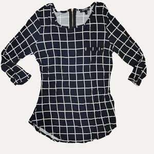 George Black & White 3/4 Sleeve Top